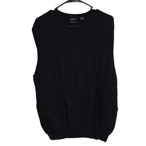 Izod Black Mercerized Cotton Sweater Vest Mens Size Large V Neck